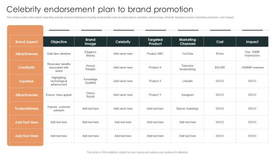 Effective Brand Reputation Management Celebrity Endorsement Plan To Brand Promotion Topics PDF