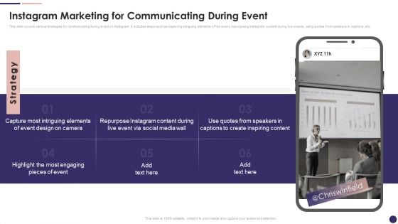 Effective Company Event Communication Plan Instagram Marketing For Communicating During Event Icons PDF