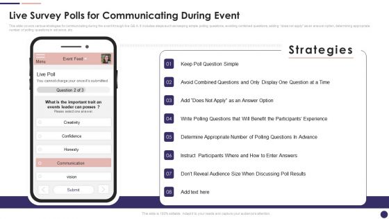 Effective Company Event Communication Plan Live Survey Polls For Communicating During Event Topics PDF