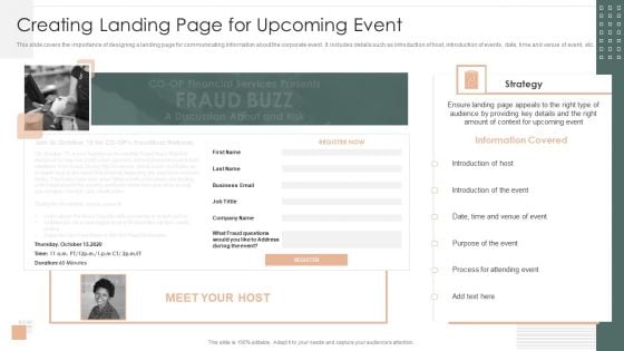 Effective Company Event Communication Tactics Creating Landing Page For Upcoming Event Template PDF