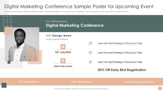 Effective Company Event Communication Tactics Digital Marketing Conference Sample Poster Mockup PDF