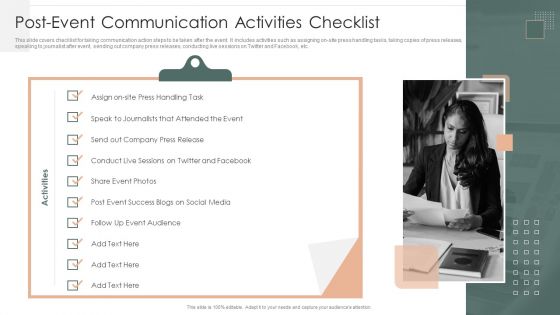 Effective Company Event Communication Tactics Post Event Communication Activities Checklist Guidelines PDF
