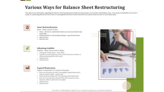 Effective Corporate Turnaround Management Various Ways For Balance Sheet Restructuring Demonstration PDF