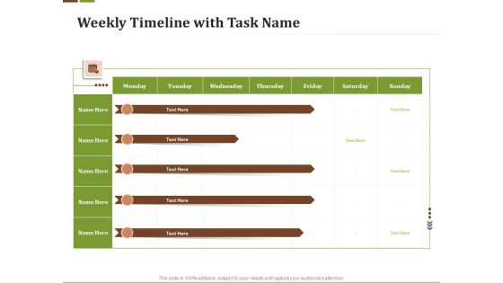 Effective Corporate Turnaround Management Weekly Timeline With Task Name Ppt Summary Example PDF