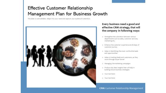 Effective Customer Relationship Management Plan For Business Growth Ppt PowerPoint Presentation Layouts Example Topics PDF
