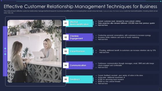 Effective Customer Relationship Management Techniques For Business Diagrams PDF