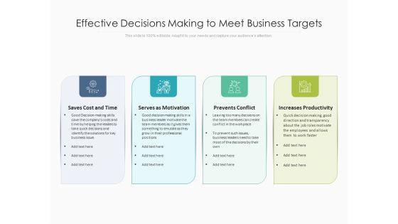 Effective Decisions Making To Meet Business Targets Ppt PowerPoint Presentation Inspiration Images PDF