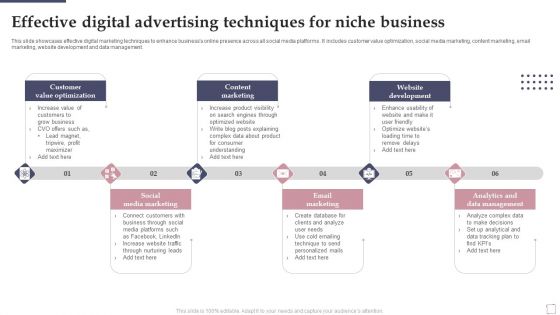 Effective Digital Advertising Techniques For Niche Business Ppt PowerPoint Presentation Pictures Graphics PDF