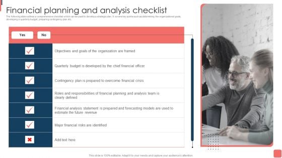 Effective Financial Planning Assessment Techniques Financial Planning And Analysis Checklist Portrait PDF