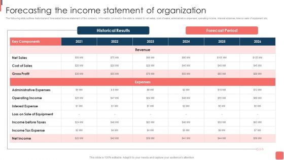 Effective Financial Planning Assessment Techniques Forecasting The Income Statement Of Organization Download PDF
