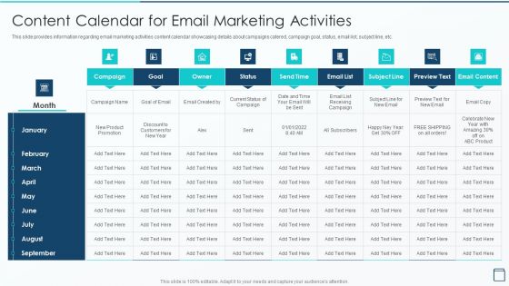 Effective Franchise Marketing Strategy Content Calendar For Email Marketing Professional PDF