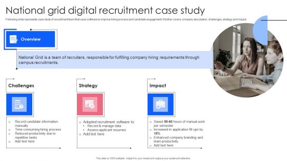 Effective Guide To Build Strong Online Hiring Strategy National Grid Digital Recruitment Case Study Icons PDF