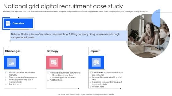 Effective Guide To Build Strong Online Hiring Strategy National Grid Digital Recruitment Case Study Icons PDF