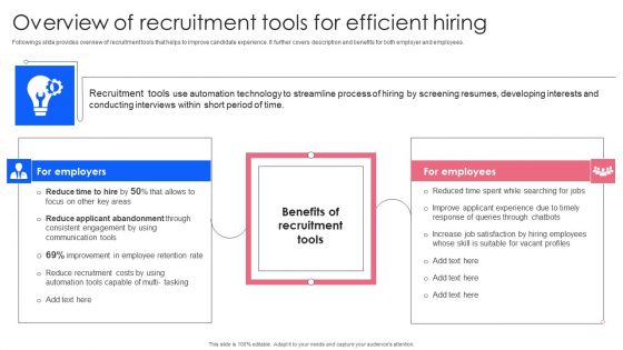 Effective Guide To Build Strong Online Hiring Strategy Overview Of Recruitment Tools For Efficient Hiring Download PDF