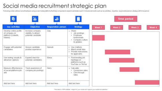 Effective Guide To Build Strong Online Hiring Strategy Social Media Recruitment Strategic Plan Designs PDF