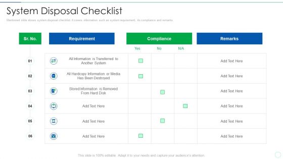 Effective IT Risk Management Process System Disposal Checklist Microsoft PDF