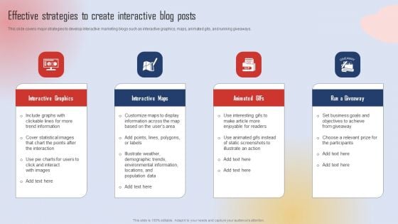 Effective Lead Generation For Higher Conversion Rates Effective Strategies To Create Interactive Blog Posts Icons PDF