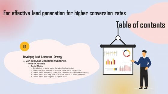 Effective Lead Generation For Higher Conversion Rates Tables Of Content Demonstration PDF