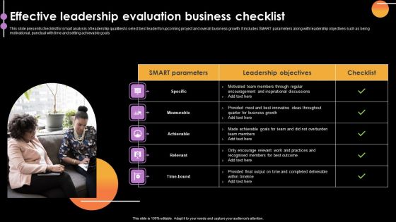 Effective Leadership Evaluation Business Checklist Professional PDF