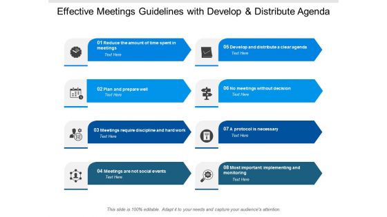 Effective Meetings Guidelines With Develop And Distribute Agenda Ppt PowerPoint Presentation Infographic Template Guidelines