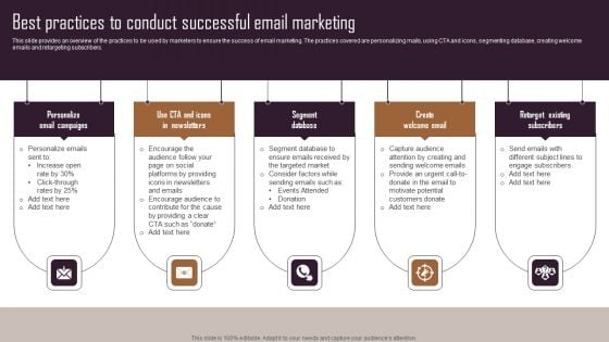 Effective NPO Promotional Strategies For Recruit Volunteers Best Practices To Conduct Successful Email Marketing Graphics PDF
