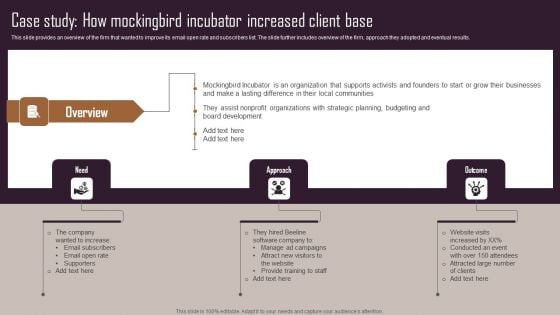 Effective NPO Promotional Strategies For Recruit Volunteers Case Study How Mockingbird Incubator Increased Client Icons PDF