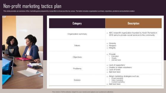Effective NPO Promotional Strategies For Recruit Volunteers Non-Profit Marketing Tactics Plan Mockup PDF