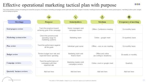 Effective Operational Marketing Tactical Plan With Purpose Background PDF Effective Operational Marketing Tactical Plan With Purpose Background PDF