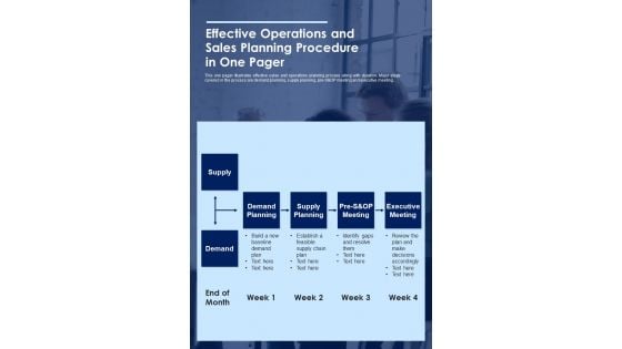 Effective Operations And Sales Planning Procedure In One Pager PDF Document PPT Template