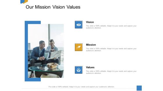 Effective Outcome Launch Roadmap Our Mission Vision Values Ppt Slides Visuals PDF