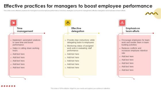 Effective Practices For Managers To Boost Employee Performance Sample PDF