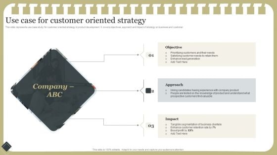 Effective Product Development Strategy Use Case For Customer Oriented Strategy Formats PDF