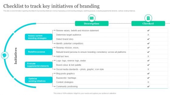 Effective Product Positioning Approach Checklist To Track Key Initiatives Of Branding Sample PDF