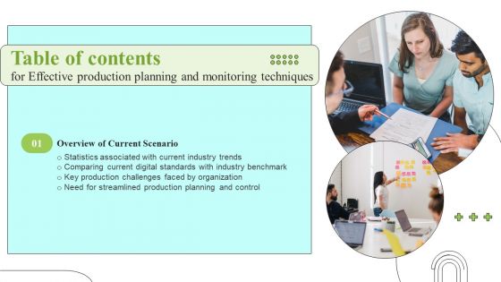 Effective Production Planning And Monitoring Techniques Table Of Contents Brochure PDF