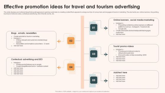 Effective Promotion Ideas For Travel And Tourism Advertising Structure PDF