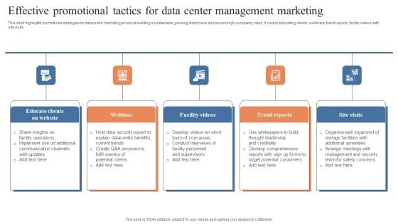 Effective Promotional Tactics For Data Center Management Marketing Rules PDF