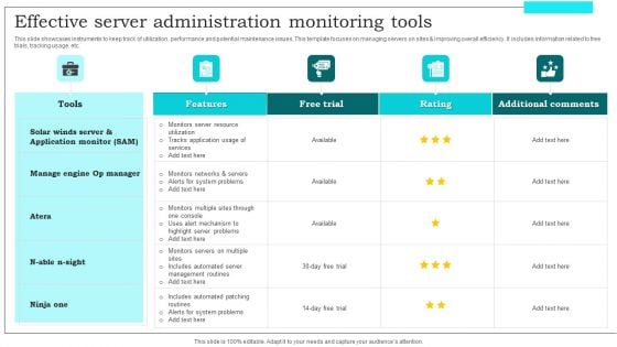 Effective Server Administration Monitoring Tools Mockup PDF