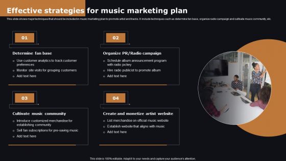 Effective Strategies For Music Marketing Plan Clipart PDF