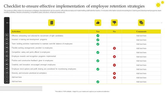 Effective Strategies For Retaining Healthcare Staff Checklist To Ensure Effective Implementation Themes PDF