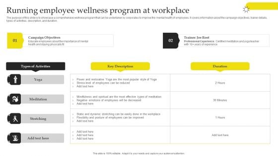 Effective Strategies For Retaining Healthcare Staff Running Employee Wellness Program At Workplace Introduction PDF