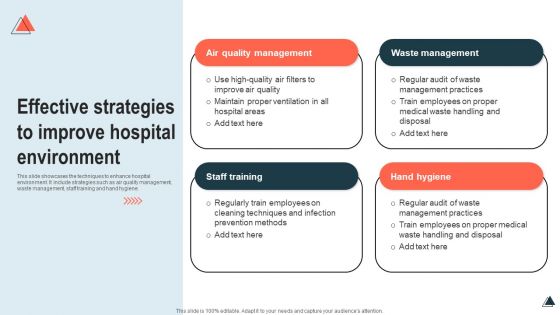 Effective Strategies To Improve Hospital Environment Infographics PDF