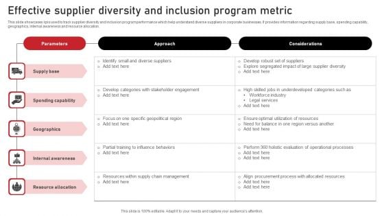 Effective Supplier Diversity And Inclusion Program Metric Sample PDF