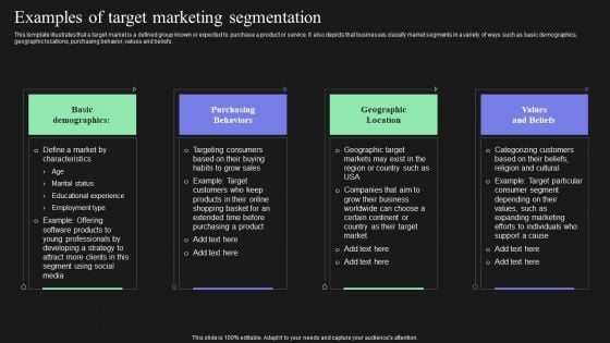 Effective Target Marketing Strategies To Acquire Customers Examples Of Target Marketing Segmentation Clipart PDF