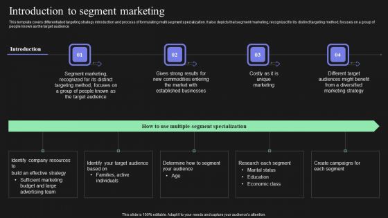 Effective Target Marketing Strategies To Acquire Customers Introduction To Segment Marketing Summary PDF