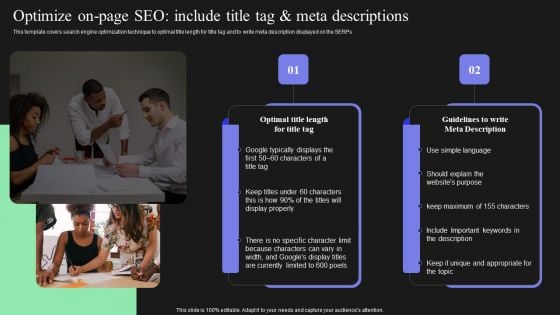 Effective Target Marketing Strategies To Acquire Customers Optimize On Page SEO Include Title Tag And Meta Guidelines PDF
