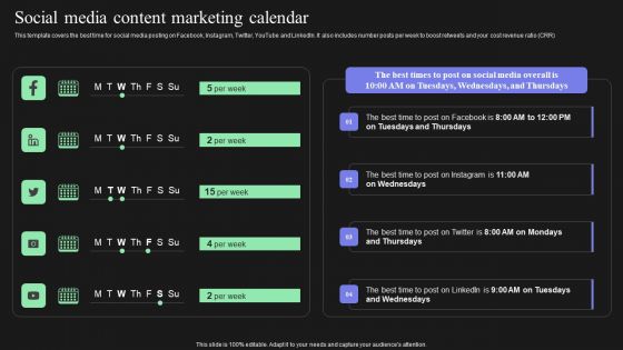 Effective Target Marketing Strategies To Acquire Customers Social Media Content Marketing Calendar Download PDF