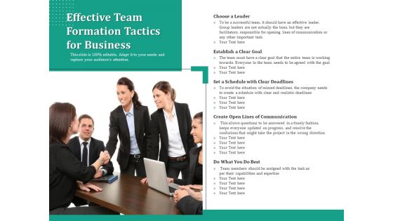 Effective Team Formation Tactics For Business Ppt PowerPoint Presentation Icon Images PDF