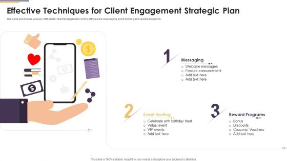 Effective Techniques For Client Engagement Strategic Plan Ppt PowerPoint Presentation Gallery Good PDF