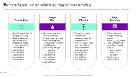 Effective Techniques Used For Implementing Computer Vision Technology Brochure PDF