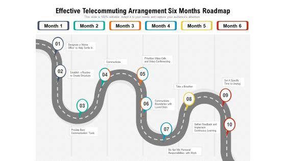 Effective Telecommuting Arrangement Six Months Roadmap Mockup Effective Telecommuting Arrangement Six Months Roadmap Mockup